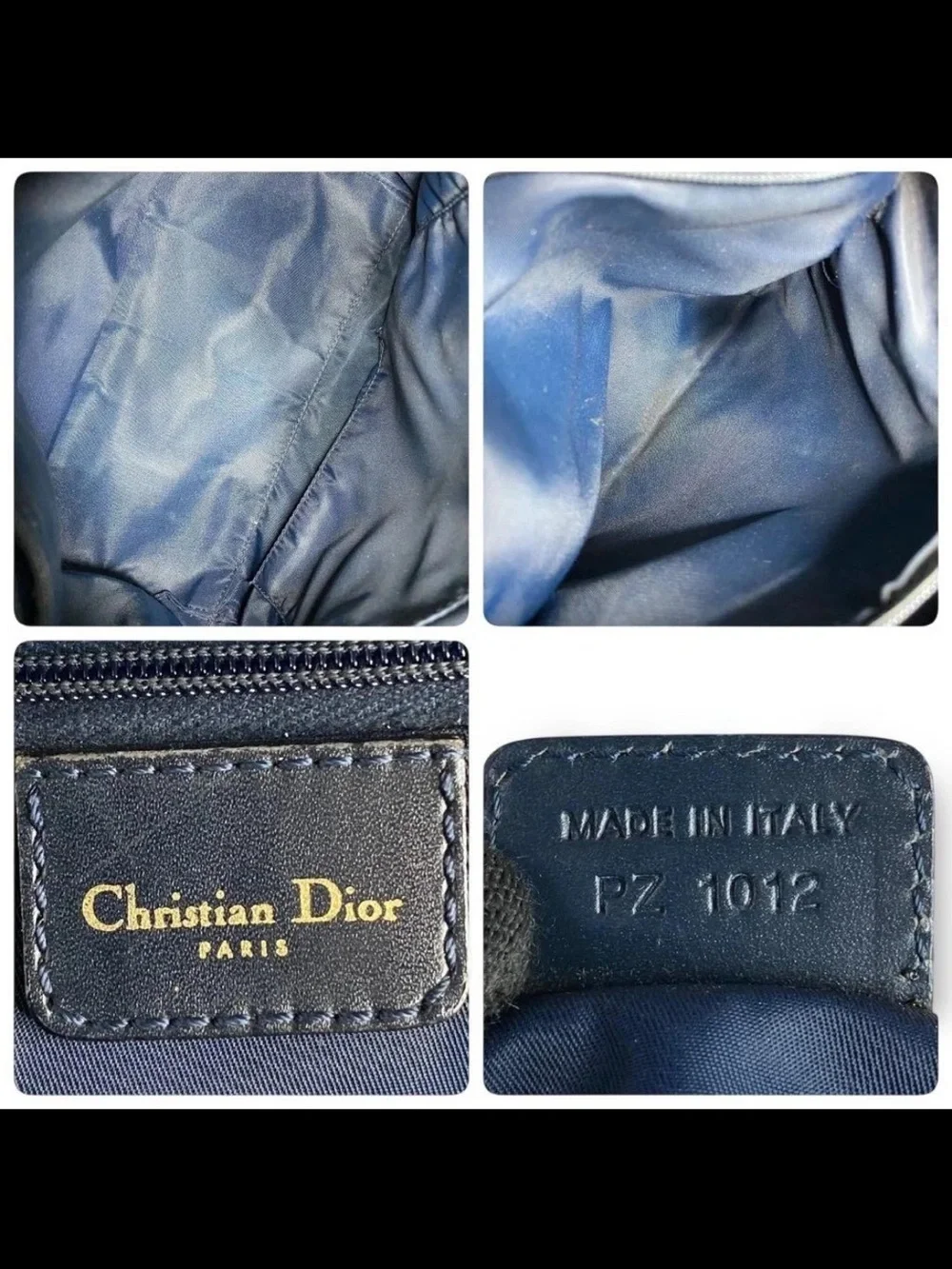 Dior Navy & Beige Oblique Satchel with Gold Hardware